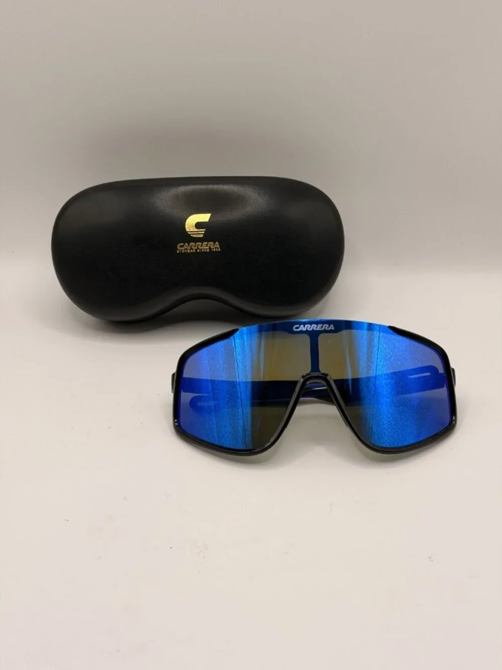 New CARRERA Black Blue Mirrored Oversized Framed Sunglasses